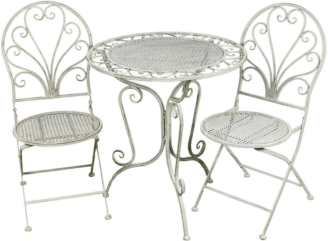 Ambiente Haus Balkonset Gartenmöbelset, (Set, 3-tlg., Sitzgruppe), Sitzgruppe Garten Metall Nostalgisch