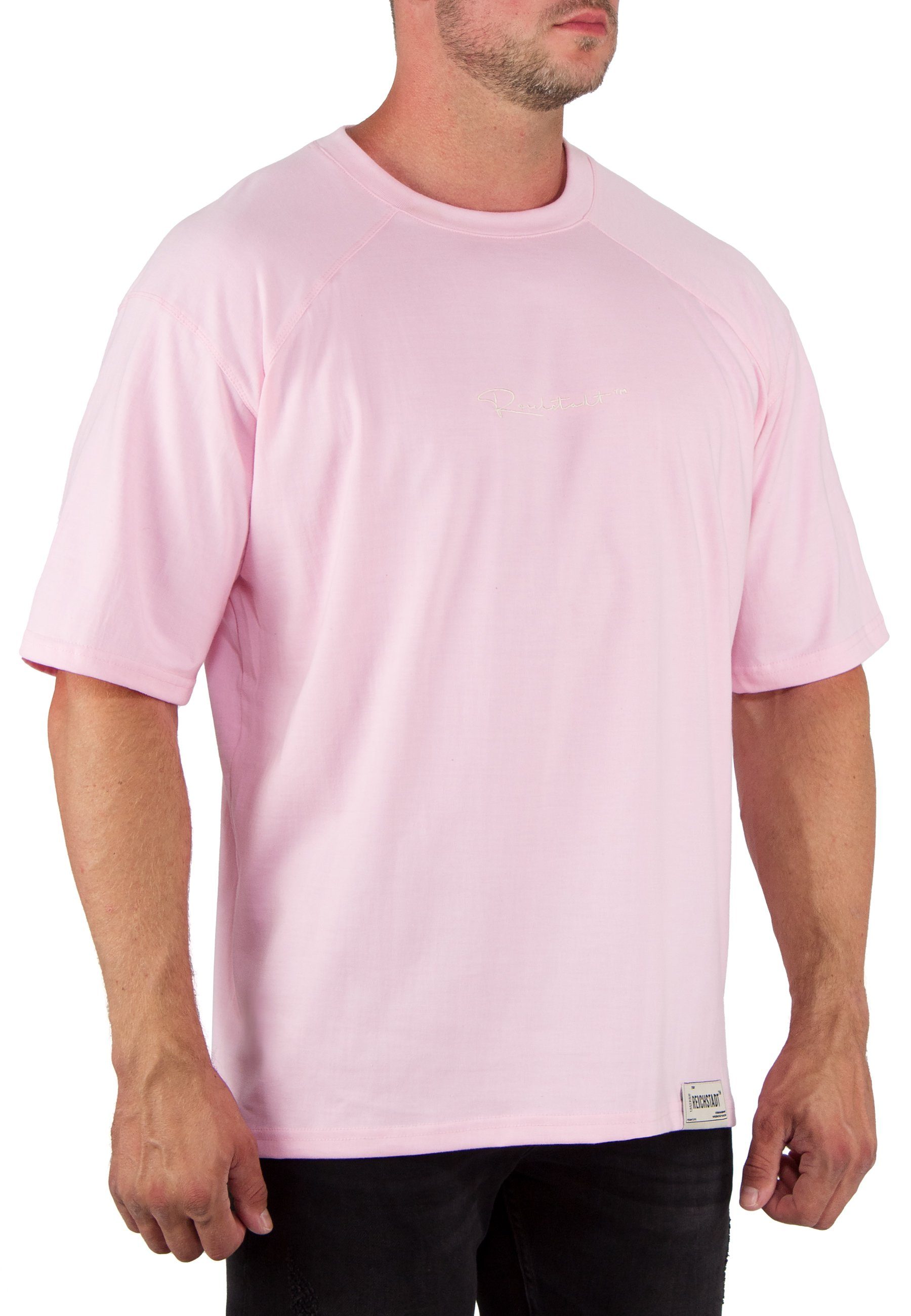 Reichstadt Oversize-Shirt Reichstadt Herren T-Shirt Stitching Brust 22RS033A auf (1-tlg) Pink mit der