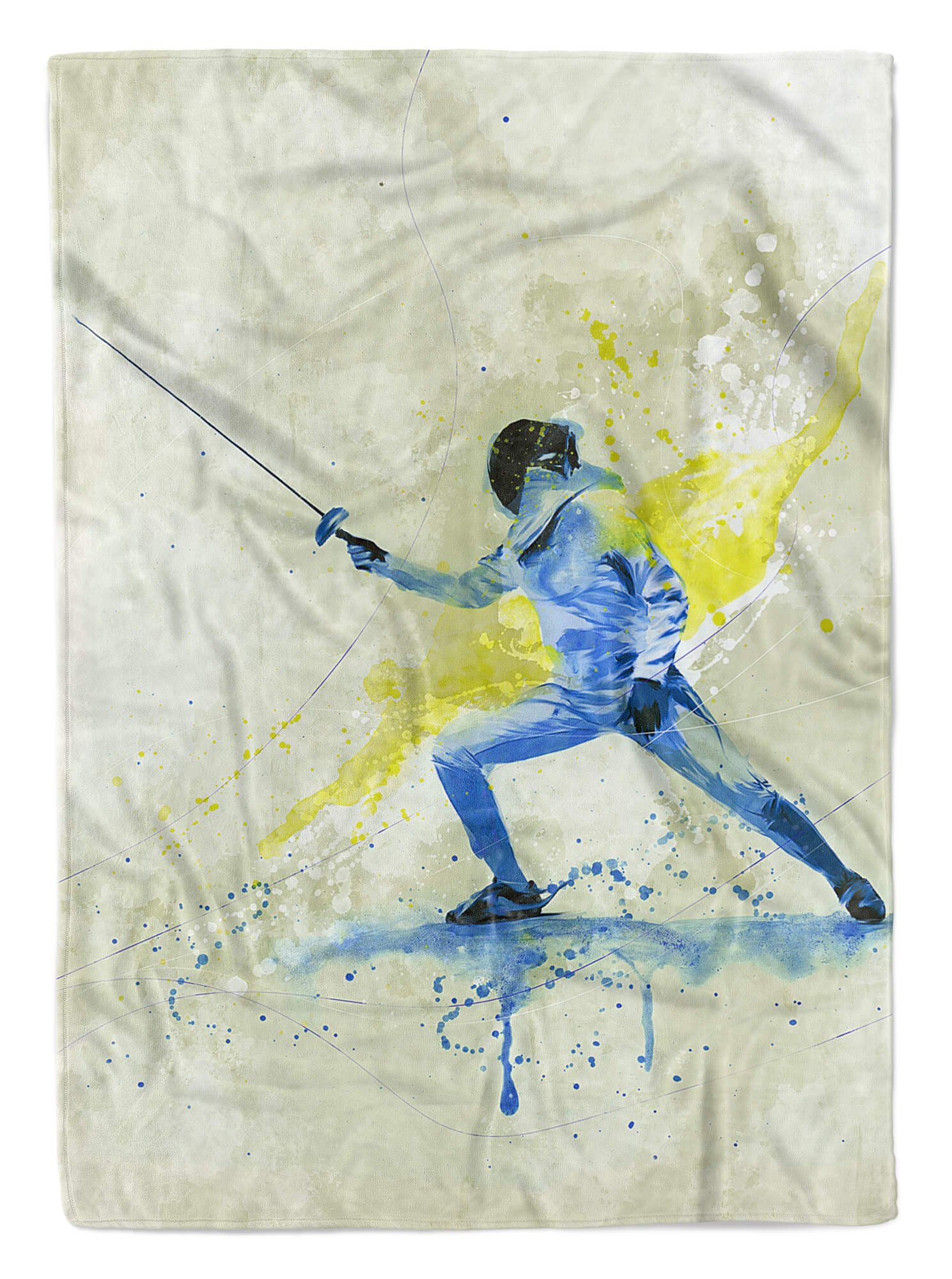 Handtücher SplashArt Sport Handtuch Strandhandtuch Saunatuch Kuscheldecke Kunstvoll Fechten Sporthan, Baumwolle-Polyester-Mix (1-St), Sherpa Flies Tagesdecke