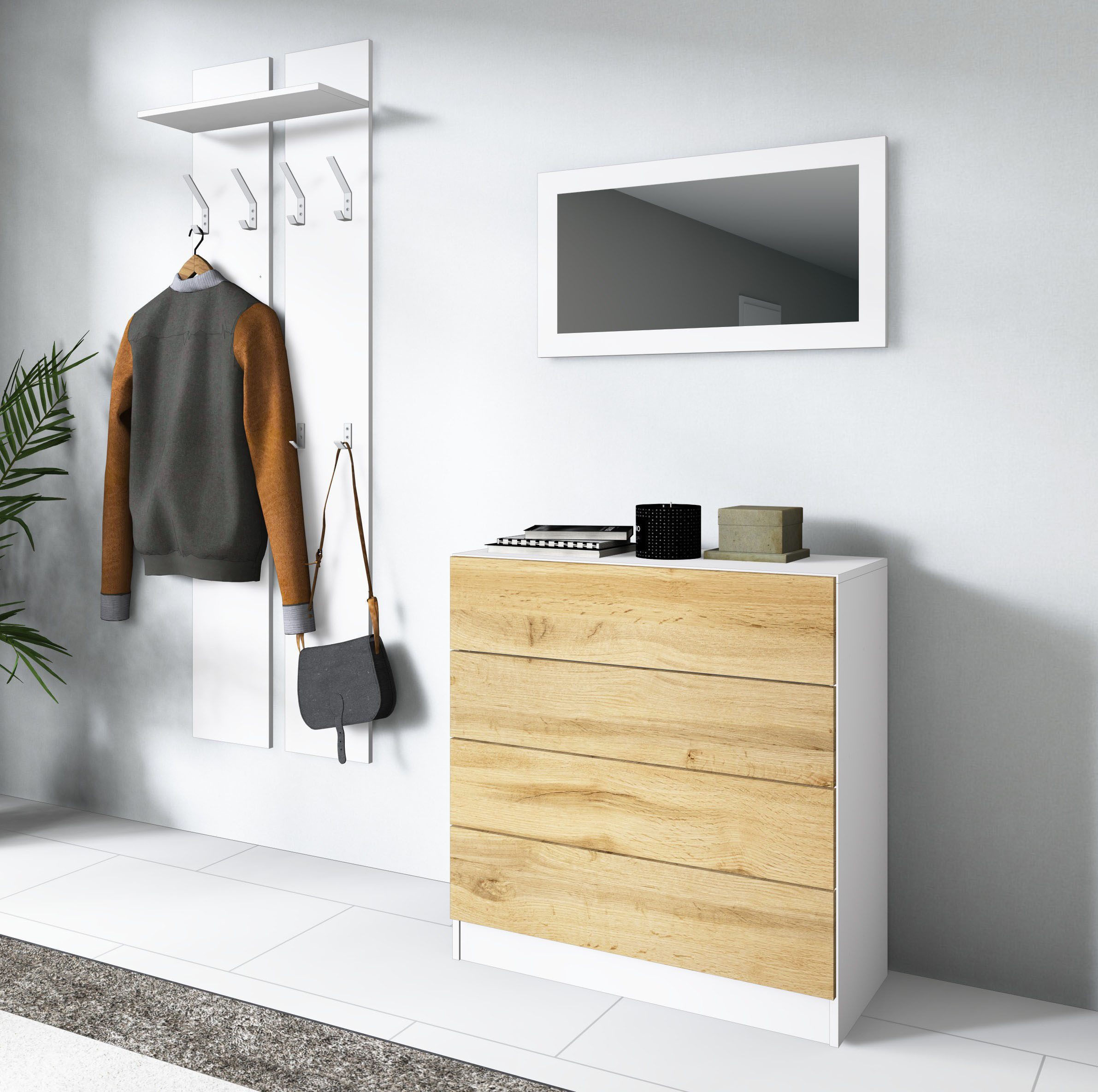 borchardt Möbel Garderoben-Set Vaasa 3, (Set, 3-St), mit Push to Open-Funktion