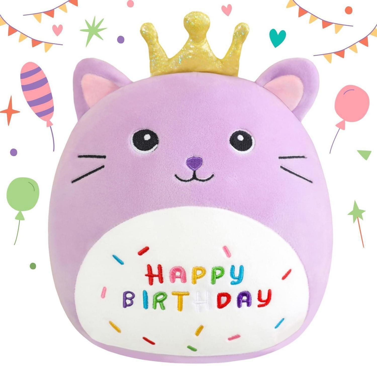 LuxusKollektion Kuscheltier Plüschtier Katze Plüschkissen Krone 35cm Kind Mädchen Purple Cat 35CM