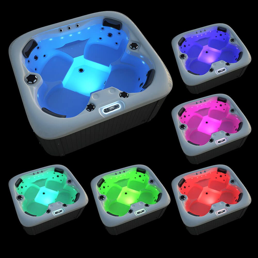 DEKO VERTRIEB BAYERN Whirlpool XXL Luxus SPA LED Whirlpool SET 180x160 Farblicht Outdoor Indoor Pool