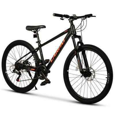 CARPAT SPORT Mountainbike 26 Zoll Fahrrad für Herren Damen, Mädchen und Jungen, 21 Gang Shimano TZ 500 Schaltwerk, Kettenschaltung, (Kenda MTB-Pro Reifen, Schnellspanner), Kettenschaltung, Aluminium Rahmen, Jugendfahrrad MTB Hardtail Fahrrad