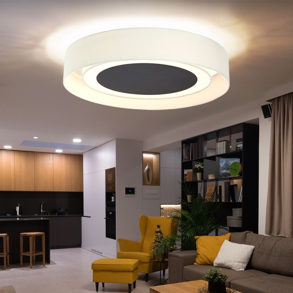 Globo LED LED Metall Esszimmerleuchte Textilrahmen D weiß Deckenleuchte, fest Deckenlampe Warmweiß, 60 cm LED-Leuchtmittel verbaut