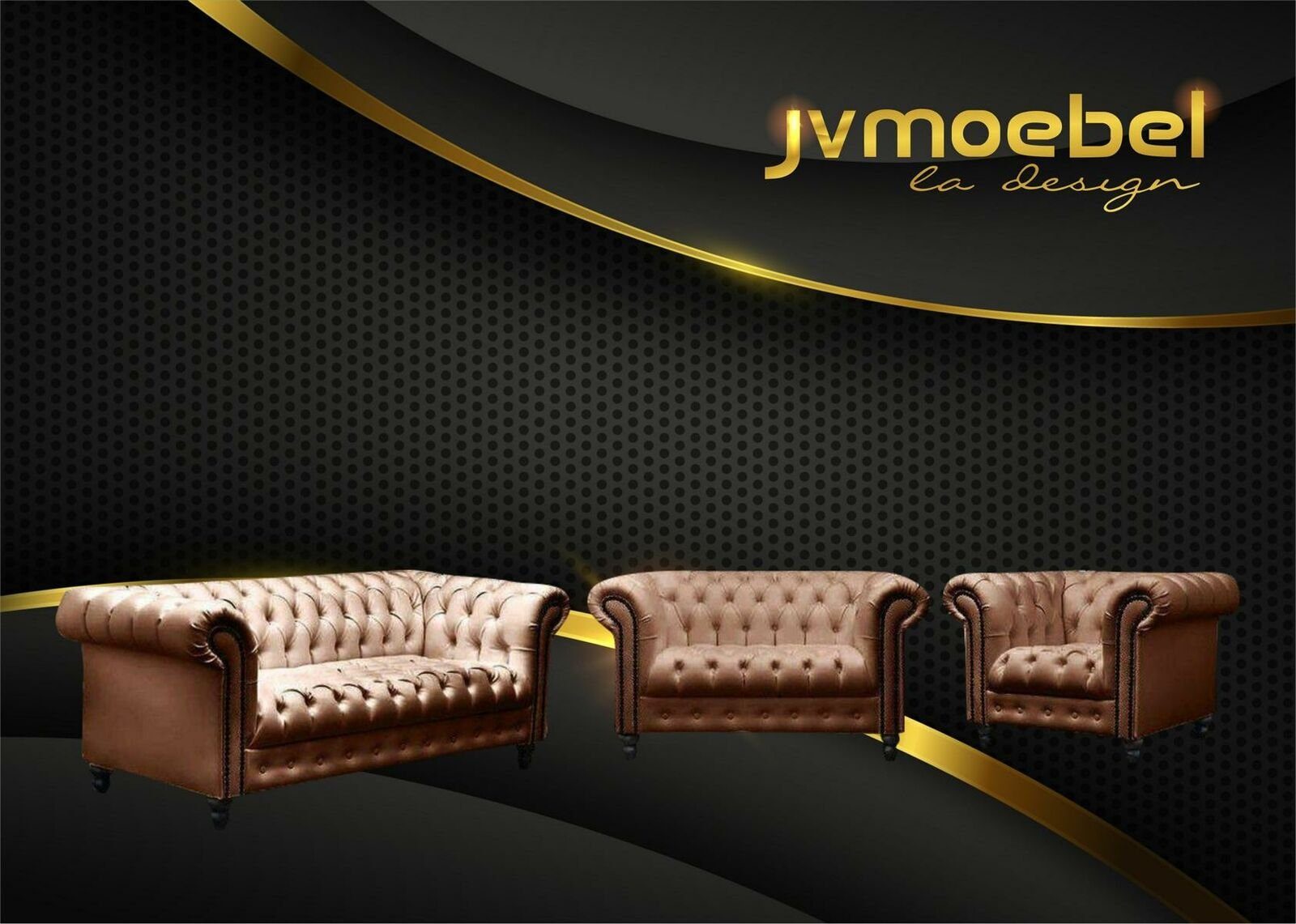 Chesterfield JVmoebel Sofa, Braun Design Sofagarnitur Couch Möbel Wohnzimmer