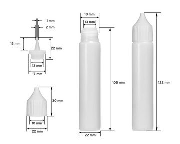 OCTOPUS Kanister 10 Plastikflaschen 30 ml länglich aus LDPE, G18, Tropfeinsatz, Deckel (10 St)