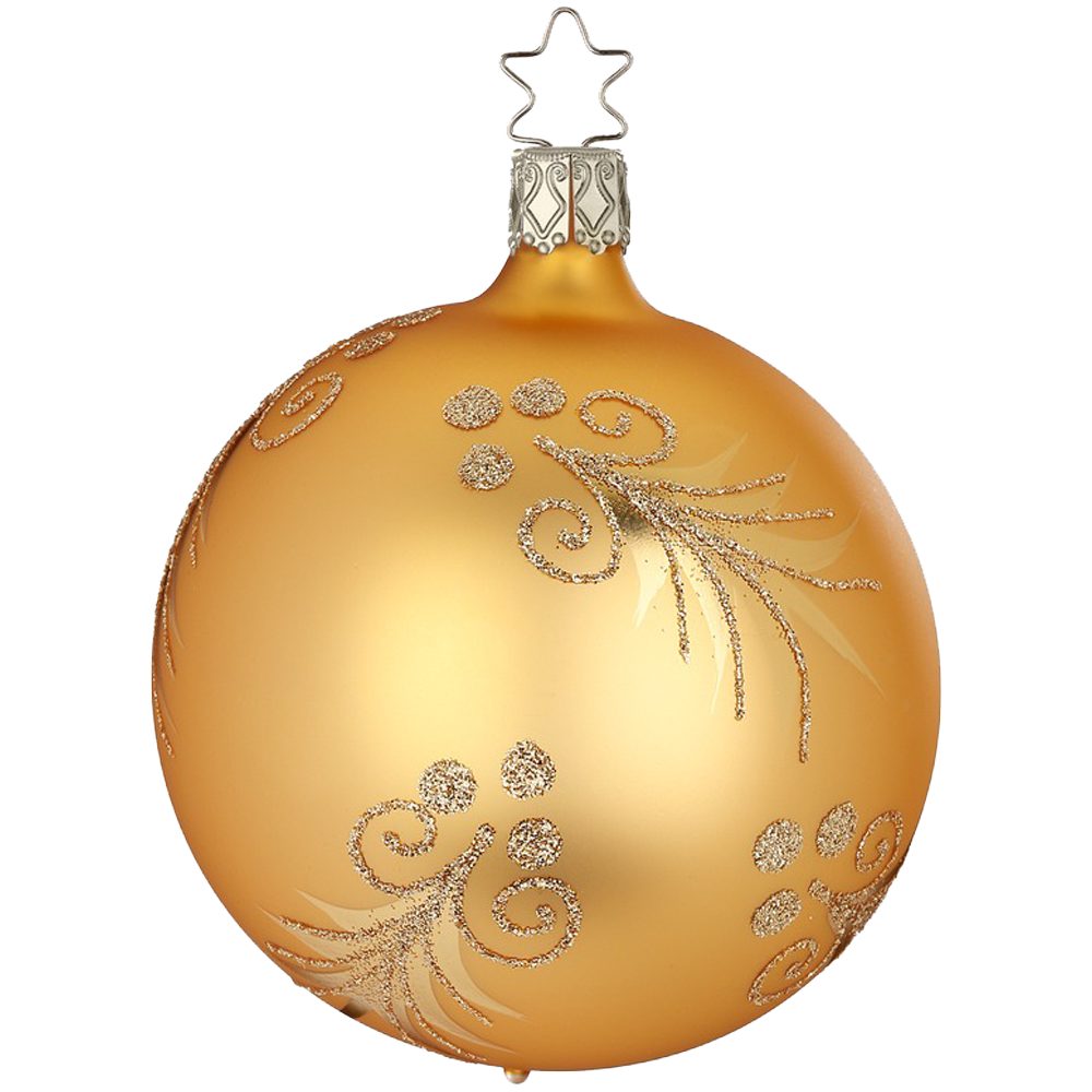 INGE-GLAS® Weihnachtsbaumkugel Christbaumkugel festliche Tanne inkagold matt Ø 8cm (1 St), mundgeblasen, handbemalt
