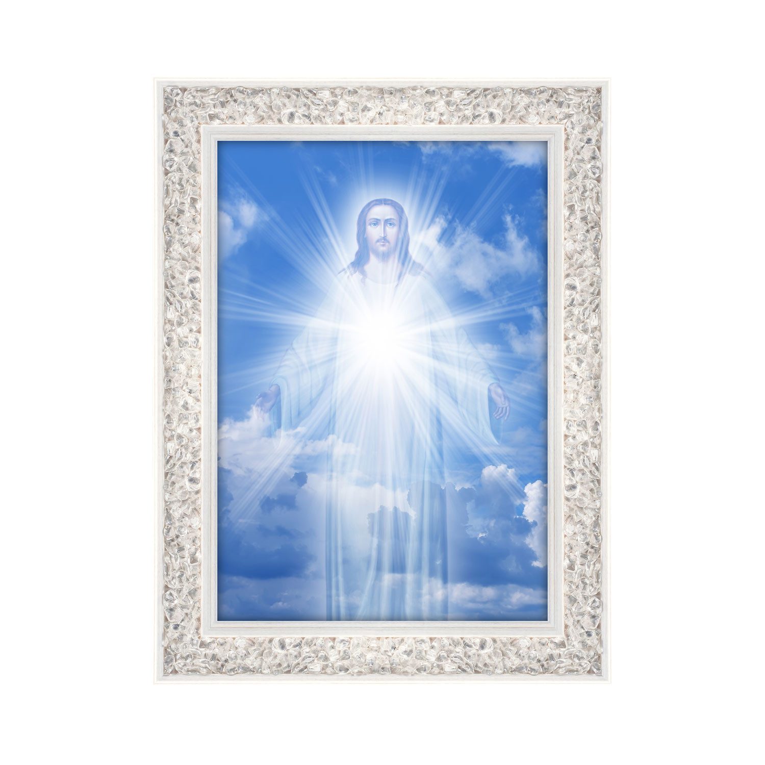PranaHaus Bild mit Rahmen Bergkristall-Energiebild Jesus