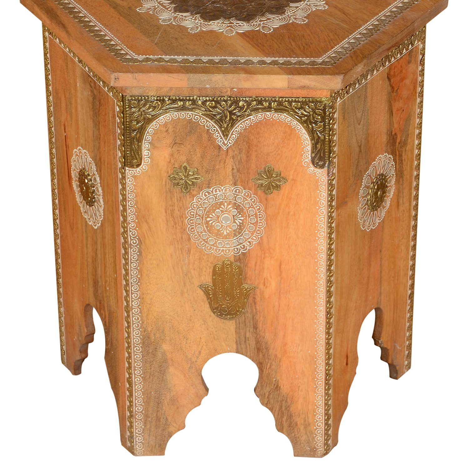 2 aus im Vintage er Massivholz RK38-10 Set), Moro Casa handverziert (Handgefertigt, Beistelltisch Teetische Couchtische Marokkanische Salman Orientalische Beistelltische 2-St., Landhaus-Stil