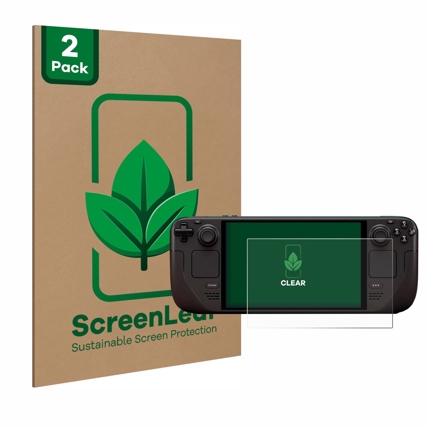 ScreenLeaf Displayschutzfolie Schutzfolie für Valve Steam Deck OLED, 2 Stück, nachhaltiger Displayschutz Schutz Folie Klar Transparent