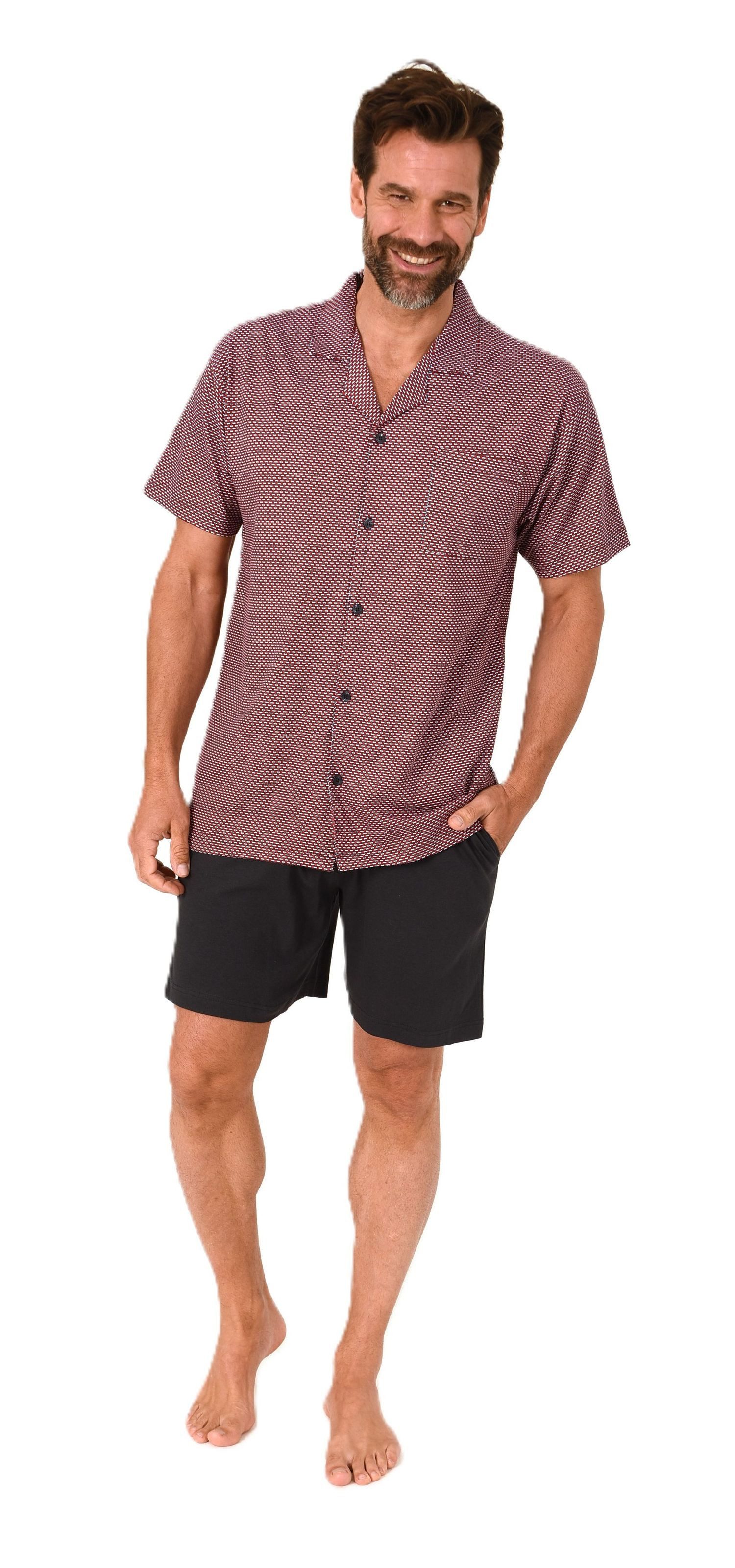 Normann Pyjama Herren Kurzarm Schlafanzug Shorty zum durchknöpfen, auch in günstig online kaufen
