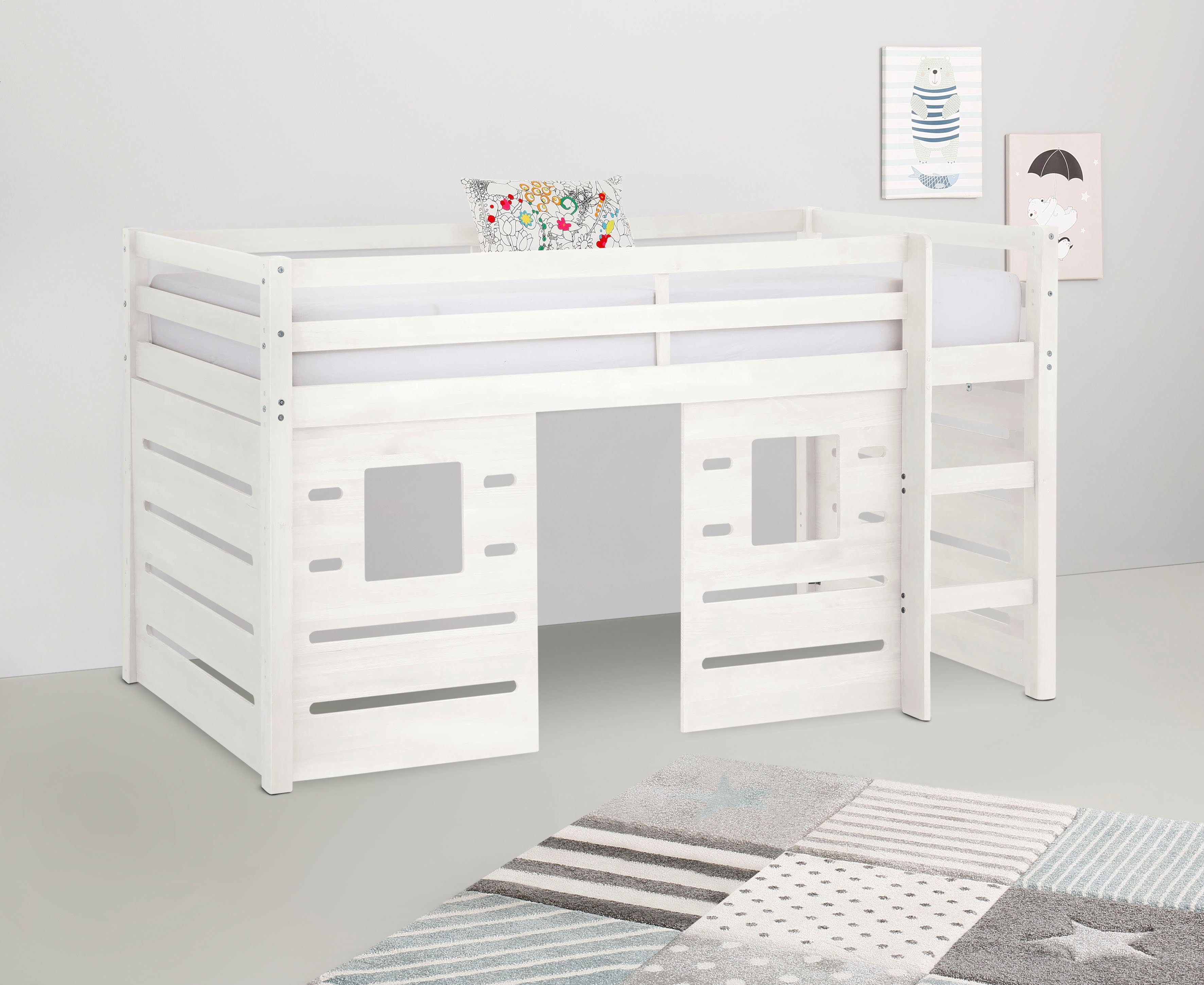 OTTO home Hochbett "Alpi" aus Kiefernholz, inklusive Leiter und Panel, Auße günstig online kaufen