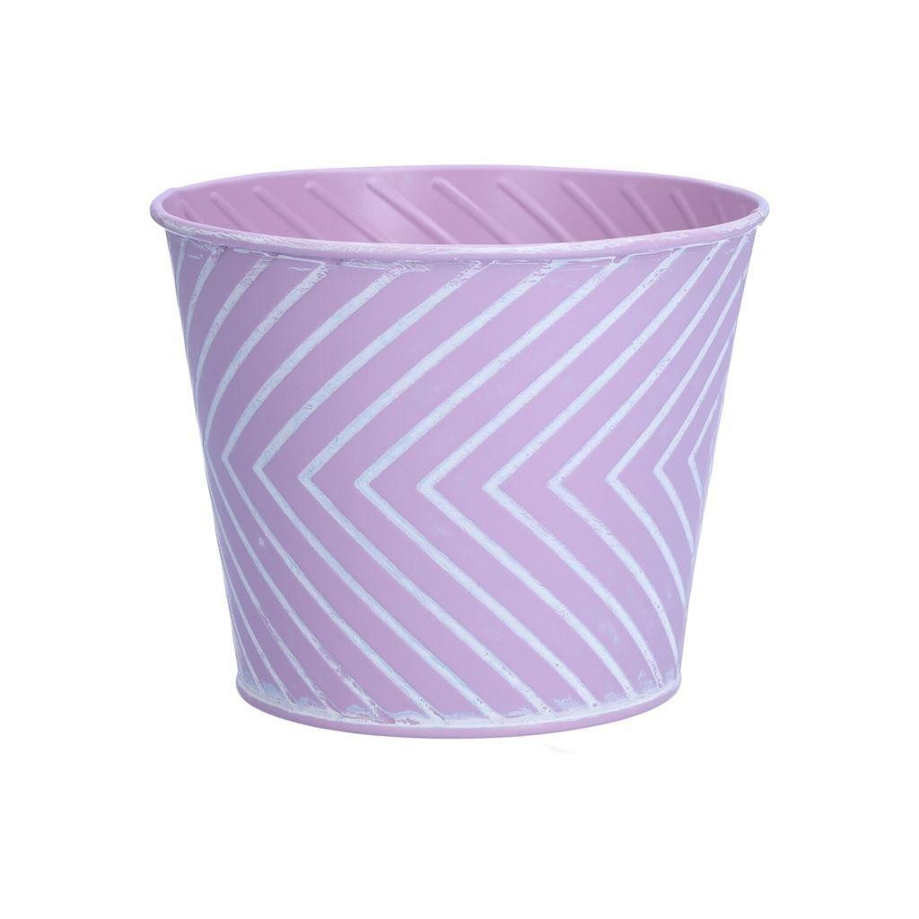 INNA-Glas Blumentopf Pflanztopf CENDRINE Zink, Linienmuster, lila, 9,3cm, Ø11,5cm