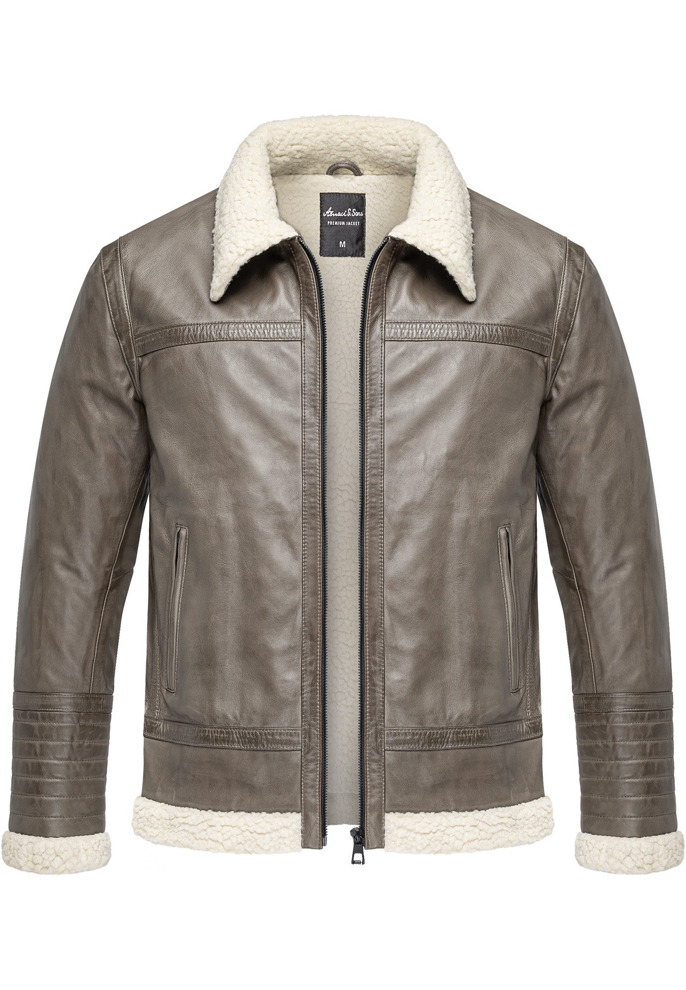 Amaci&Sons Lederjacke OATMAN Lederjacke Herren gefüllte Fell Lederjacke