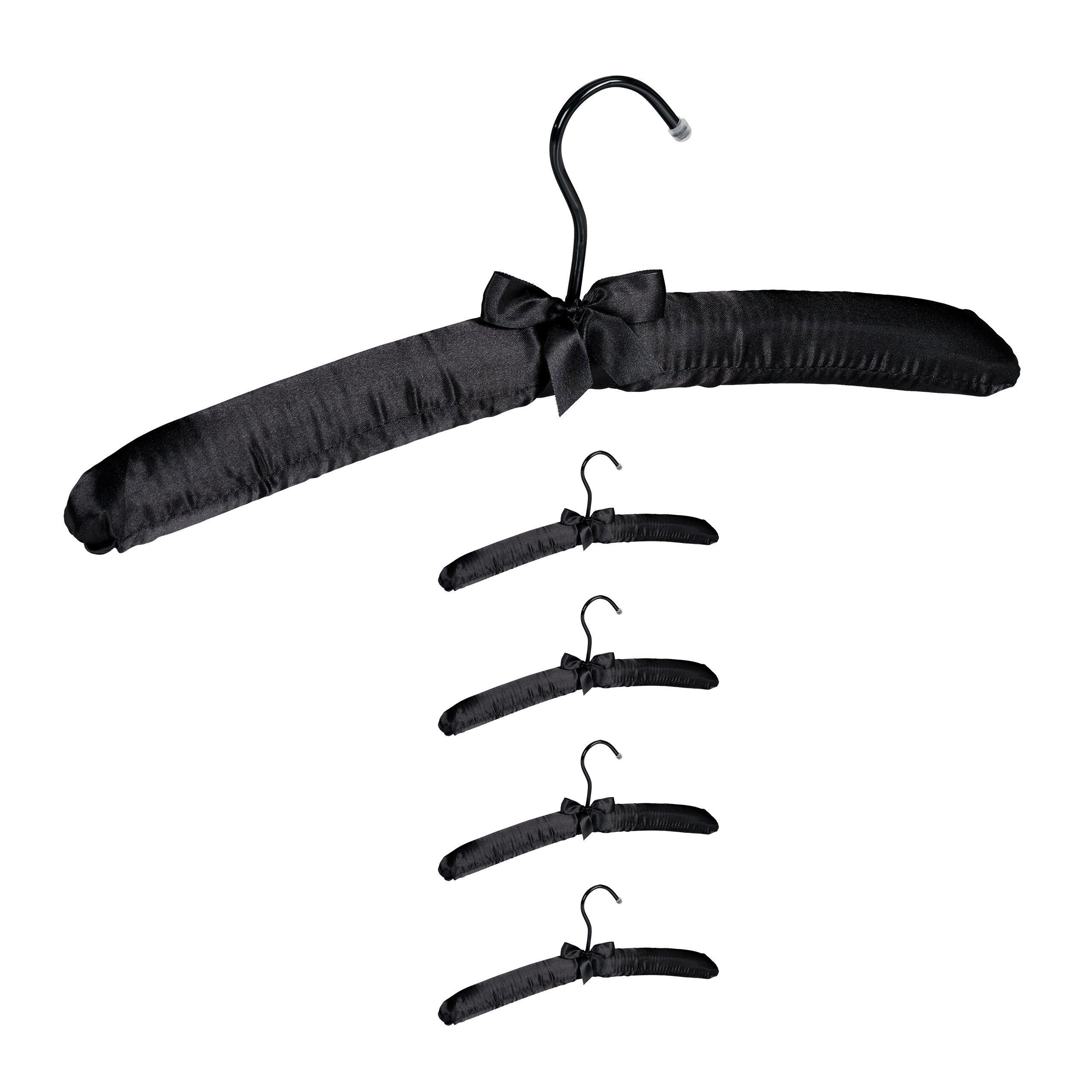 relaxdays Kleiderbügel 25x Kleiderbügel Satin schwarz, (5-tlg)