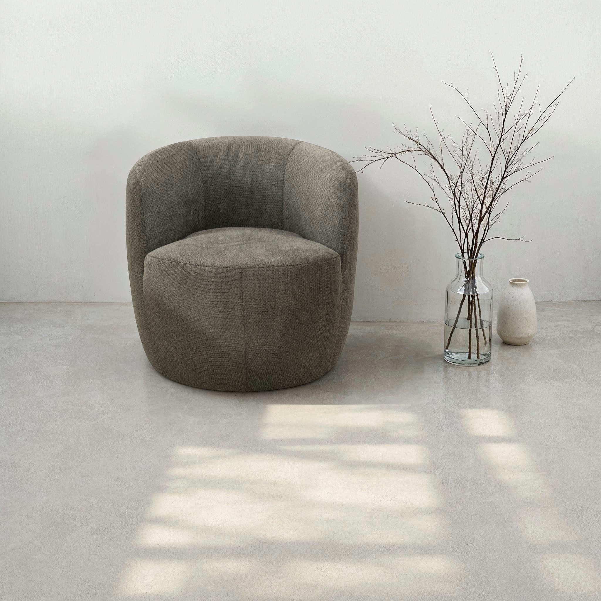 DOMO collection Sessel Obidos moderner Loungesessel, Struktur weich, schlammfarben