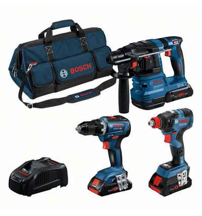 Bosch Professional Akku-Bohrhammer Combo Kit, 18 V, (Kombi-Set, GSR 18V-55/GDX 18V-200/GBH 18V-22), inkl. Akkus und Ladegerät