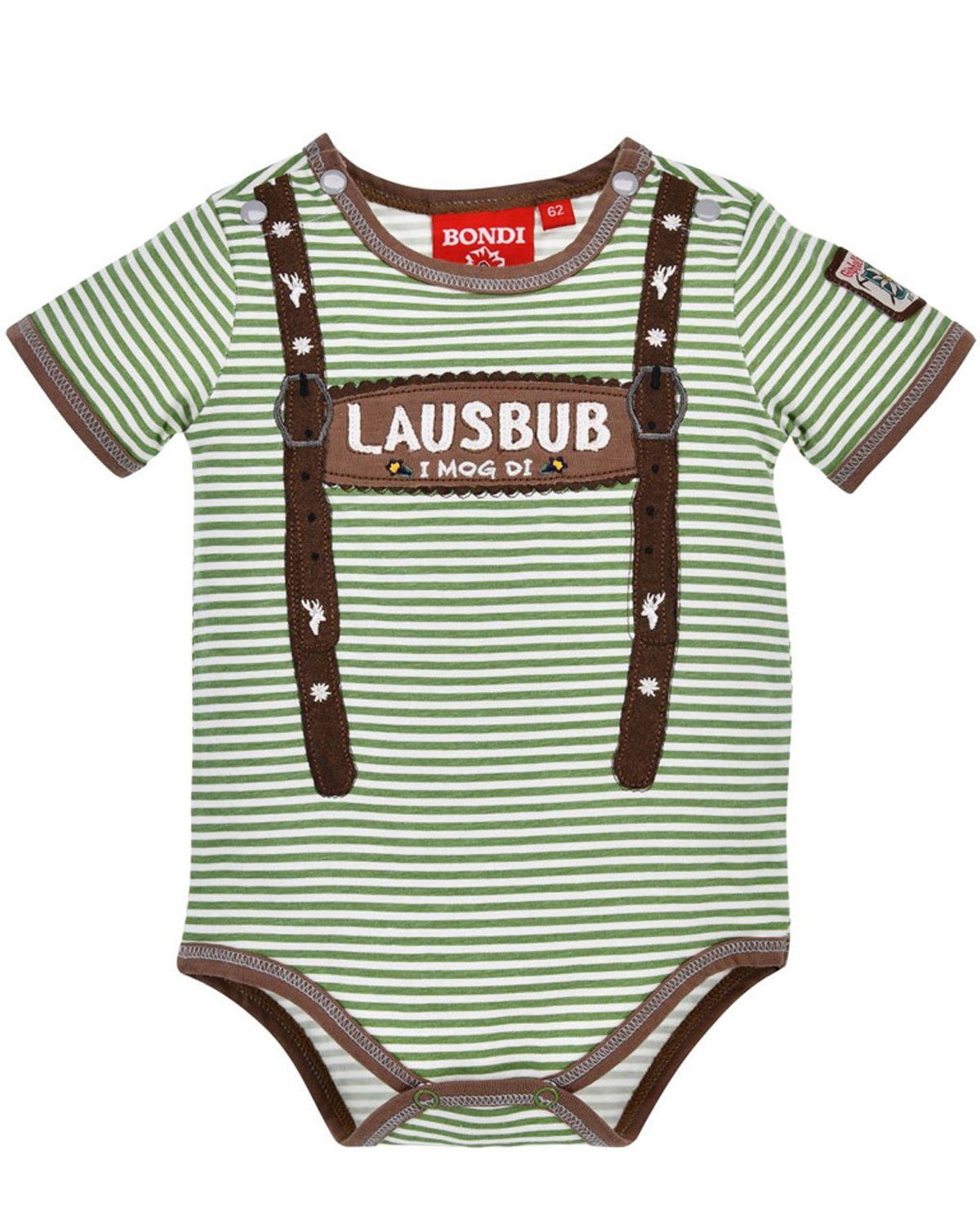 Kurzarm 'Lausbub' Body ges Grün BONDI 91636, Baby BONDI Strampler