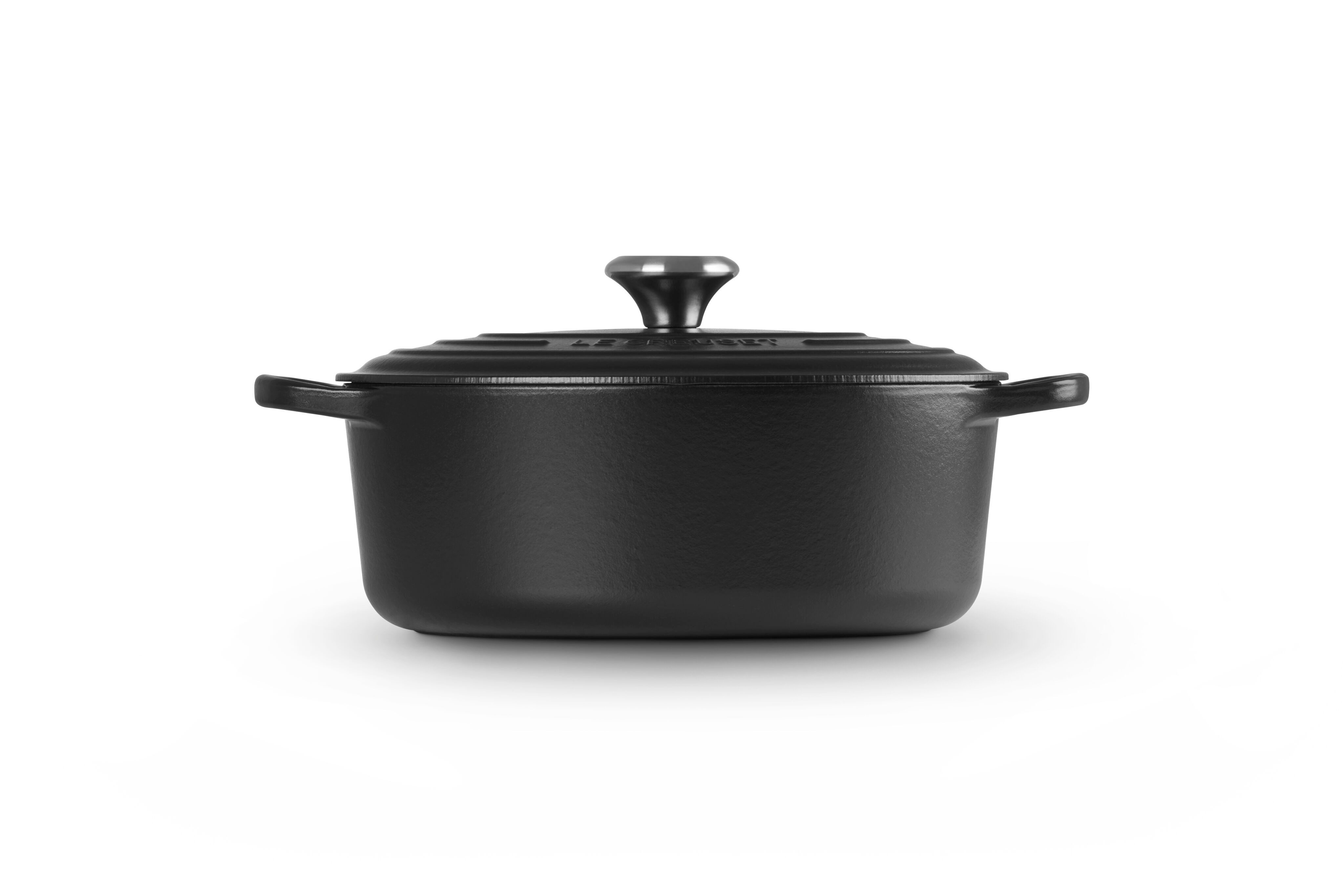 LE CREUSET Bräter Gusseisen-Bräter mit Deckel, Oval, Gusseisen, Oval, 4,43 kg, Schwarz Matt, 21178270000430