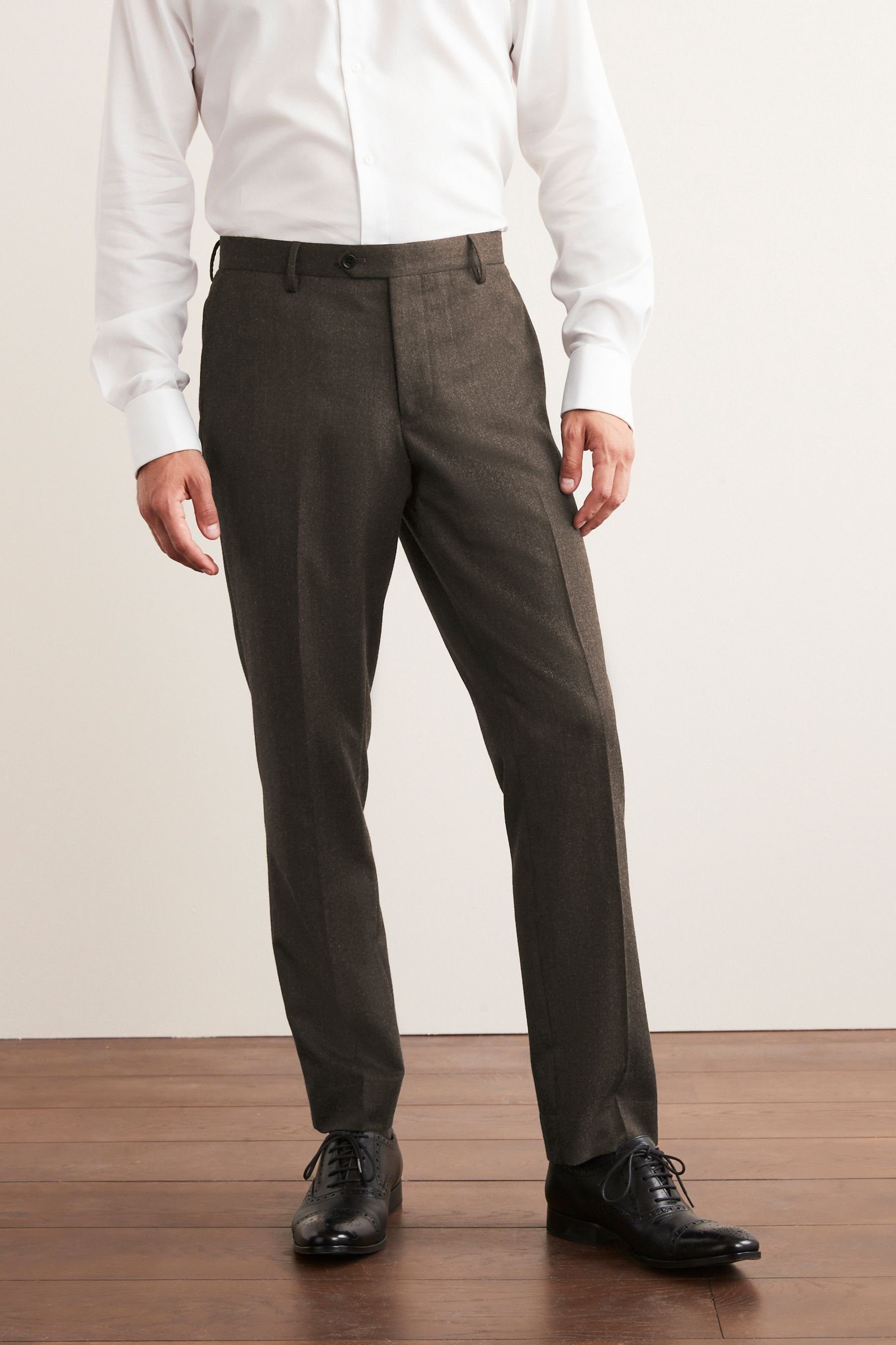 Slim Anzughose Flanell-Anzug Fit: (1-tlg) Hose Wollmischgewebe Next aus