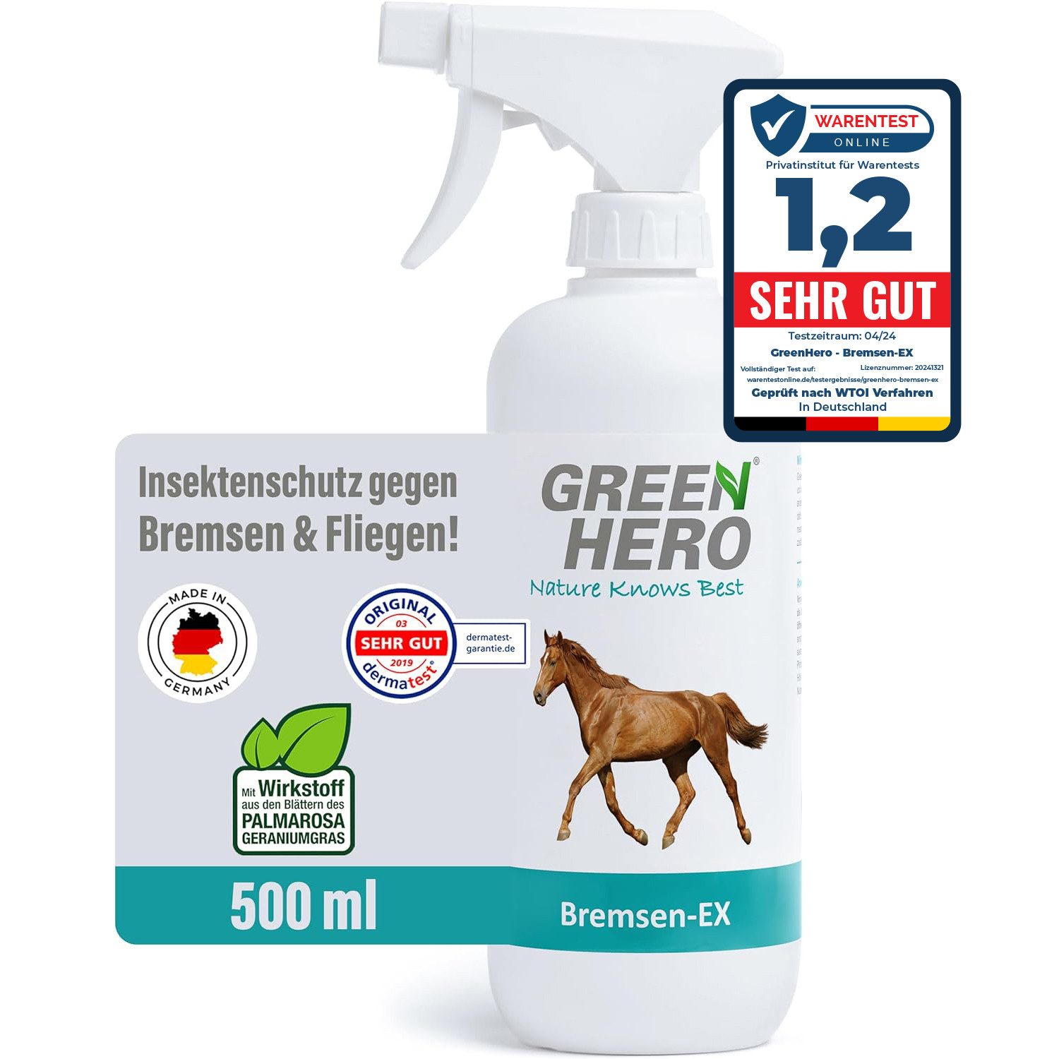 GreenHero Insektenspray Bremsen EX für Pferde, 500 ml