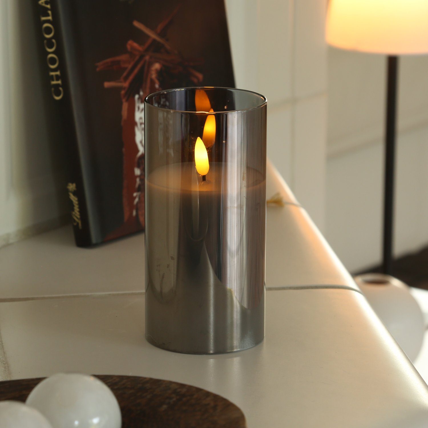 MARELIDA LED-Kerze im Glas LED Windlicht günstig online kaufen