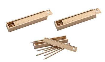 Livepac Office Buntstift 3x Holzbox mit 24 Buntstifte / Deckel mit Lineal / naturbelassen