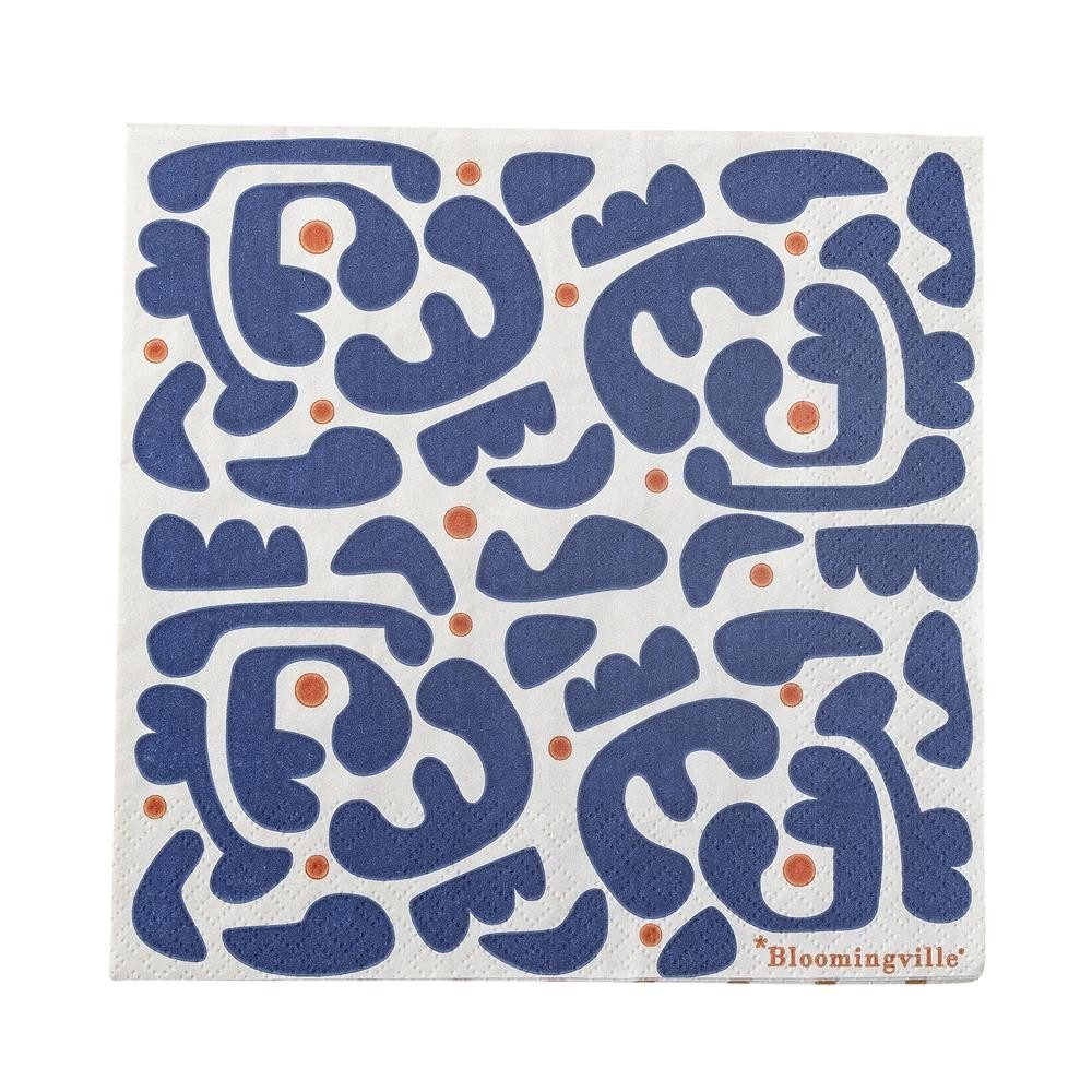 Bloomingville Papierserviette Eviaya Servietten blau Papier Tischdeko Party Esszimmer, Papierservietten, Tischdeko, Partyservietten, Festtafel, 20er Pack