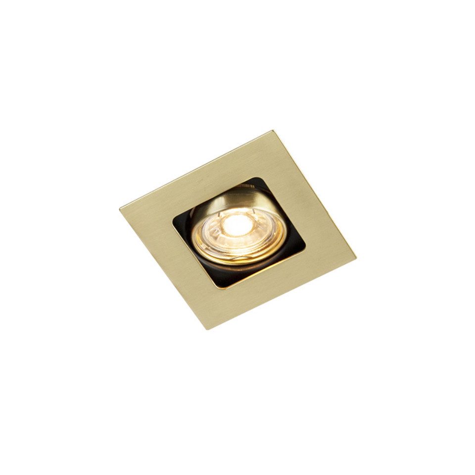 Qazqa LED Einbaustrahler Artemis, LED wechselbar, GU10, Gold/Messing, Design, Stahl, 1-flammig