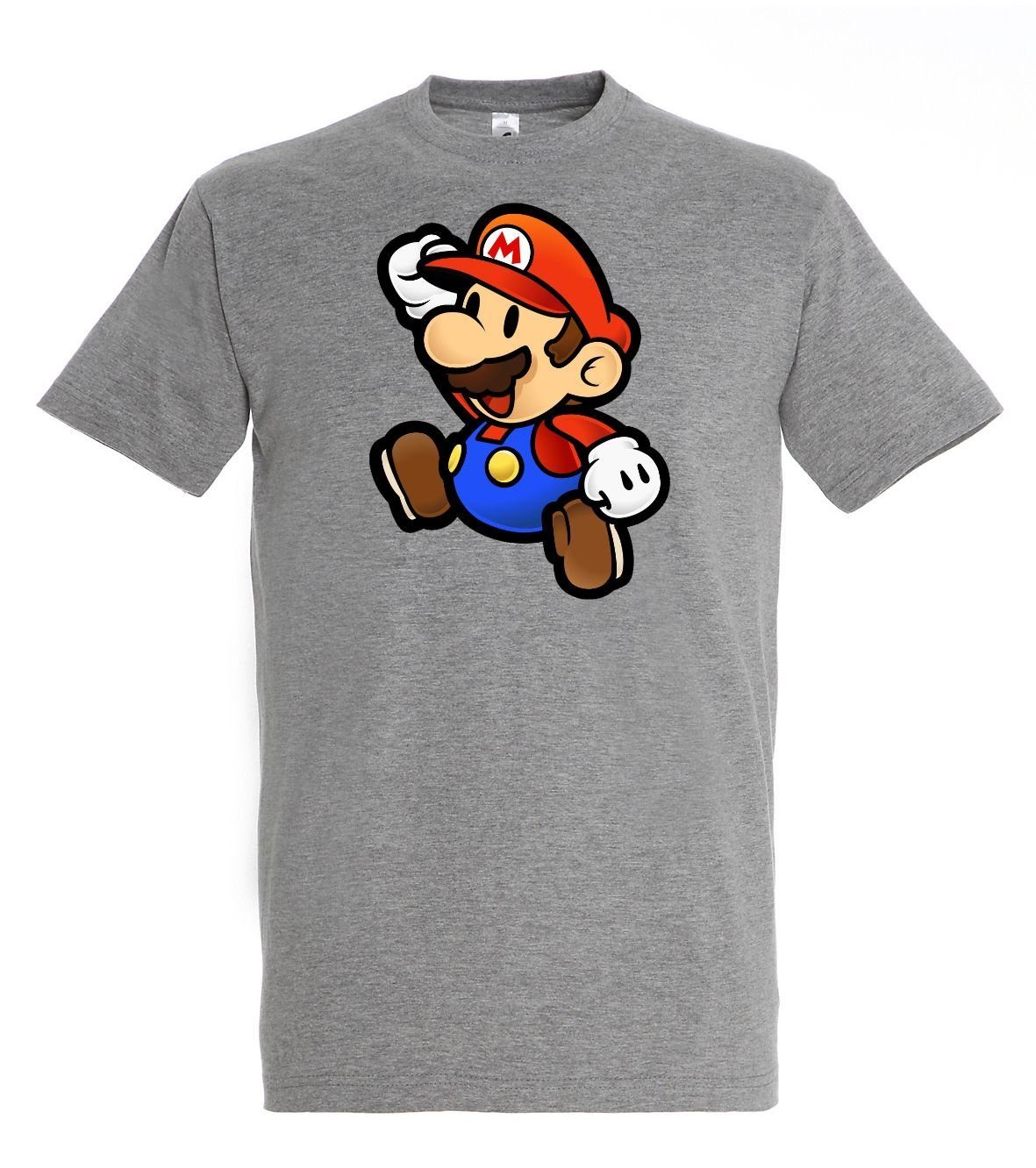 T-Shirt Grau Mario Designz trendigem Mit T-Shirt Youth Frontprint Herren