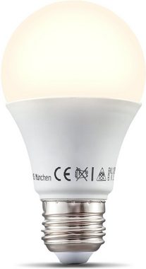 B.K.Licht LED-Leuchtmittel, E27, 1 St., Warmweiß, Smart Home LED-Lampe RGB WiFi App-Steuerung dimmbar Glühbirne 9W 806 Lumen