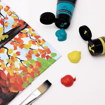 Artecho Acrylfarbe 24 x wasserfesten Acrylfarben, je 60 ml Tuben mit Klappverschluss, für Papier, Ton, Holz, Steine – zum Reisen, Malen & Freude verschenken