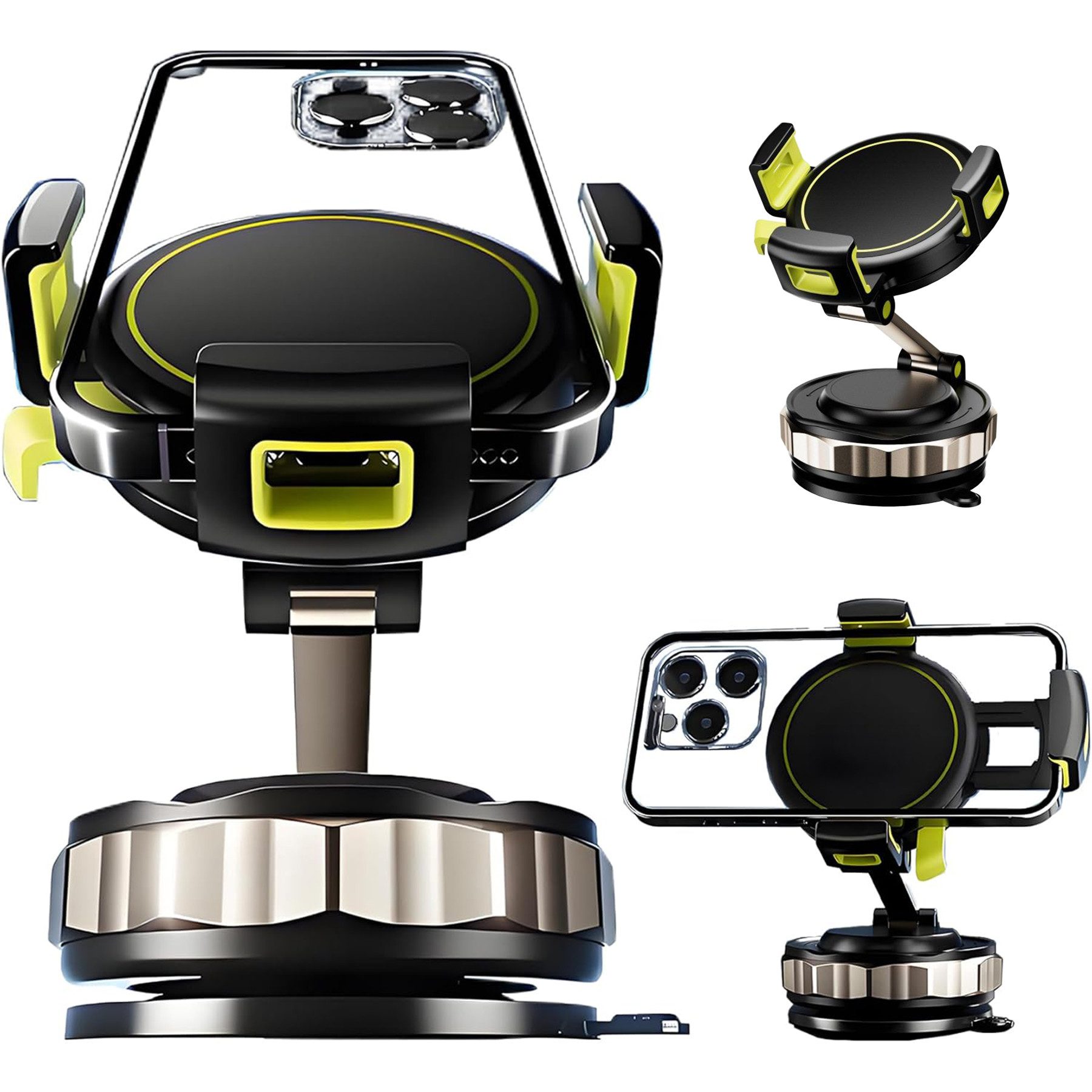 Mutig Smartphone-Halterung Vakuum Handyhalterung Auto Smartphone Halterung, 360° drehbar, (bis 10 Zoll, faltbar, magnetische KFZ Halterung für iPhone und alle Smartphones, für kompatibel mit iPhone 17 16 15 14 13 Pro Max Galaxy S23 S22 S21, ideal fürs Auto, Home-Office, die Küche oder das Fitness-Mirror)