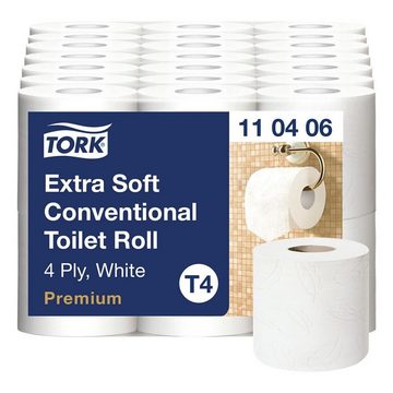 TORK Toilettenpapier Premium Extra Soft (42-St), 4-lagig, weiß mit Federprägung, 153 Blatt/Rolle