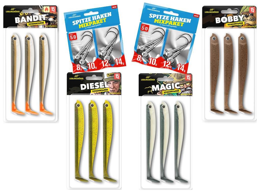 Lieblingsköder Kunstköder Lieblingsköder - 15 cm Sonderfarben-Set, (Sonderfarben-Set 15 cm, 1-St. SpinMad Originals 15 Farben), Effektiver Lauf, Exzellente Verarbeitung