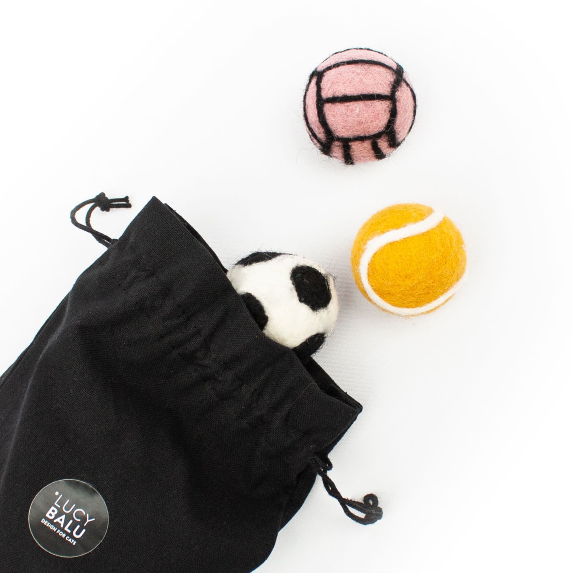 Tierball SUPER BALLS Filzbälle für Katzen, Katzenspielzeug im Sport-Design