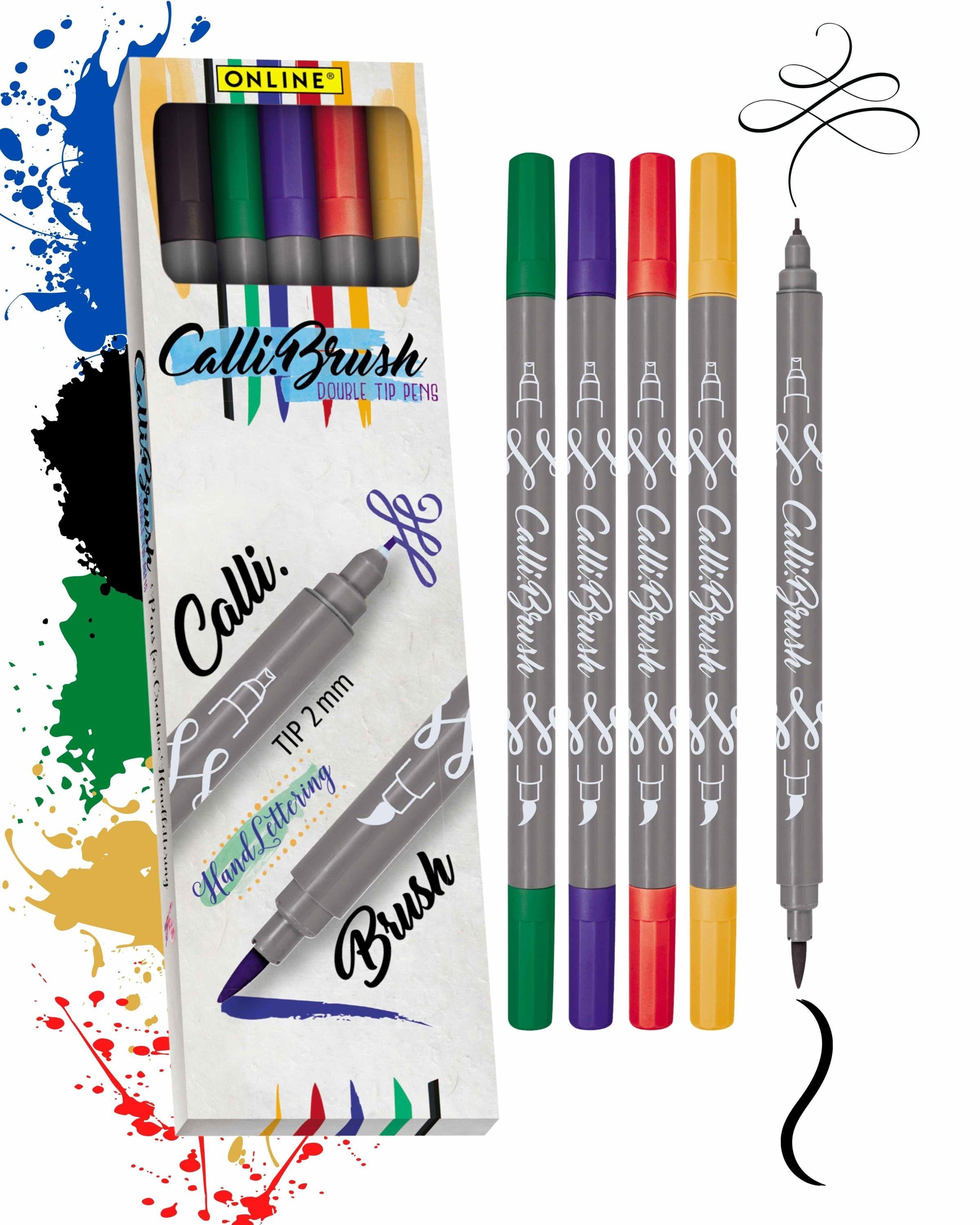 Online Pen verschiedene Set, Classic Pens, bunte Calli.Brush, Spitzen Brush Handlettering Stifte Fineliner 5x