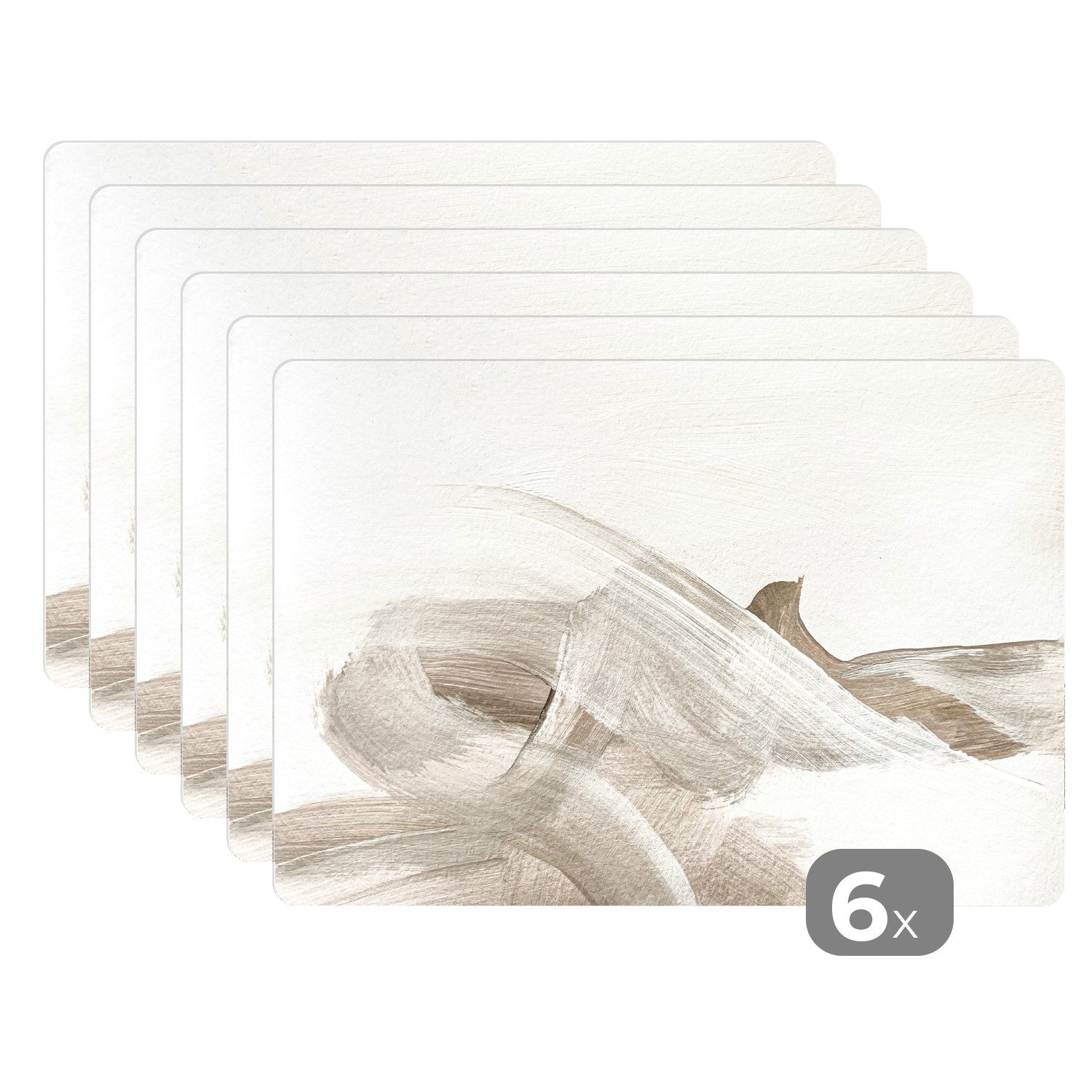 MuchoWow Platzset Abstrakt - Moderne Kunst - Beige, (6-St), Platzsets, Tischset, Abwaschbar, Tischsets, Platzdeckchen
