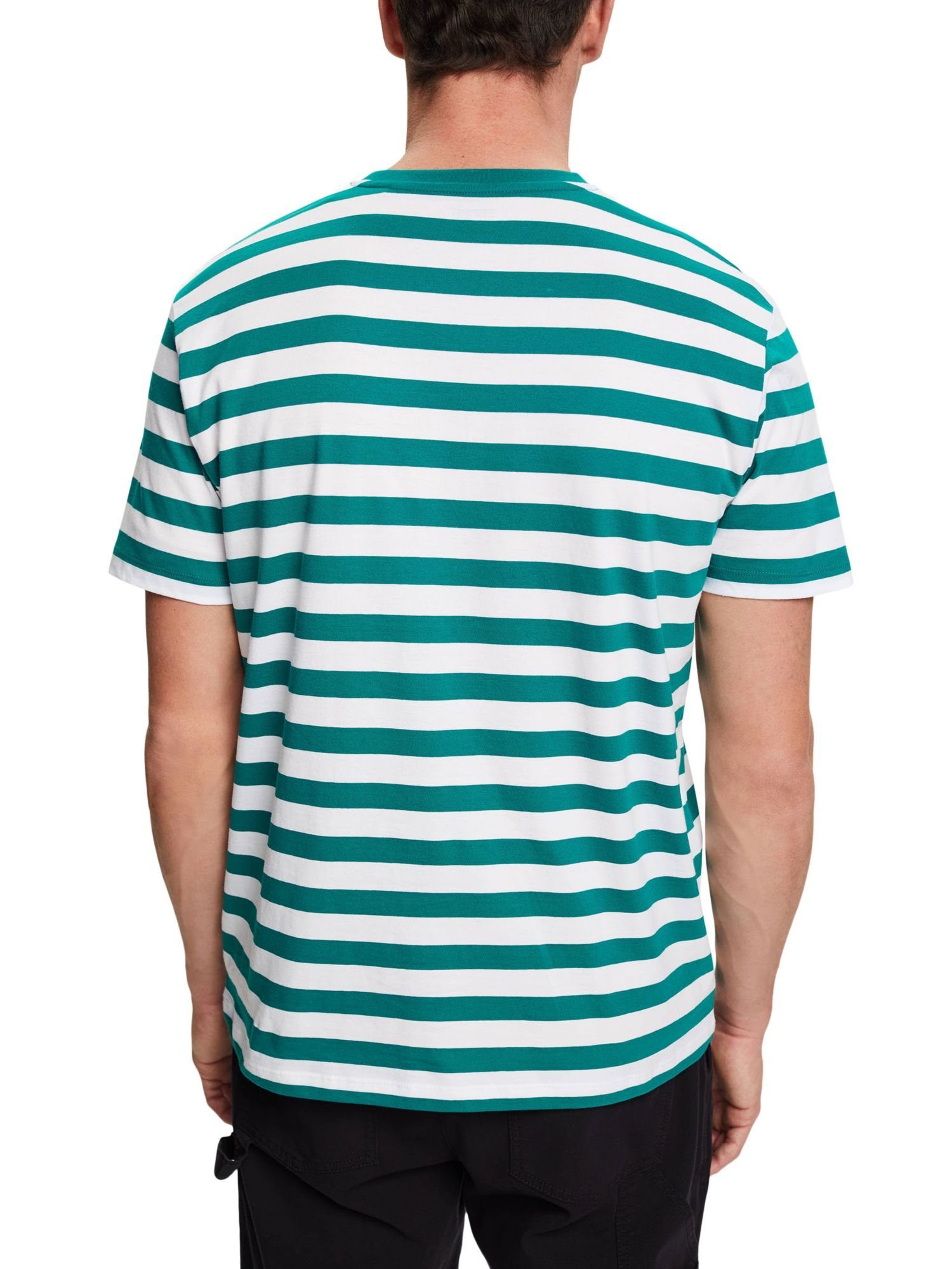 T-Shirt Gestreiftes EMERALD GREEN (1-tlg) Baumwoll-T-Shirt Esprit