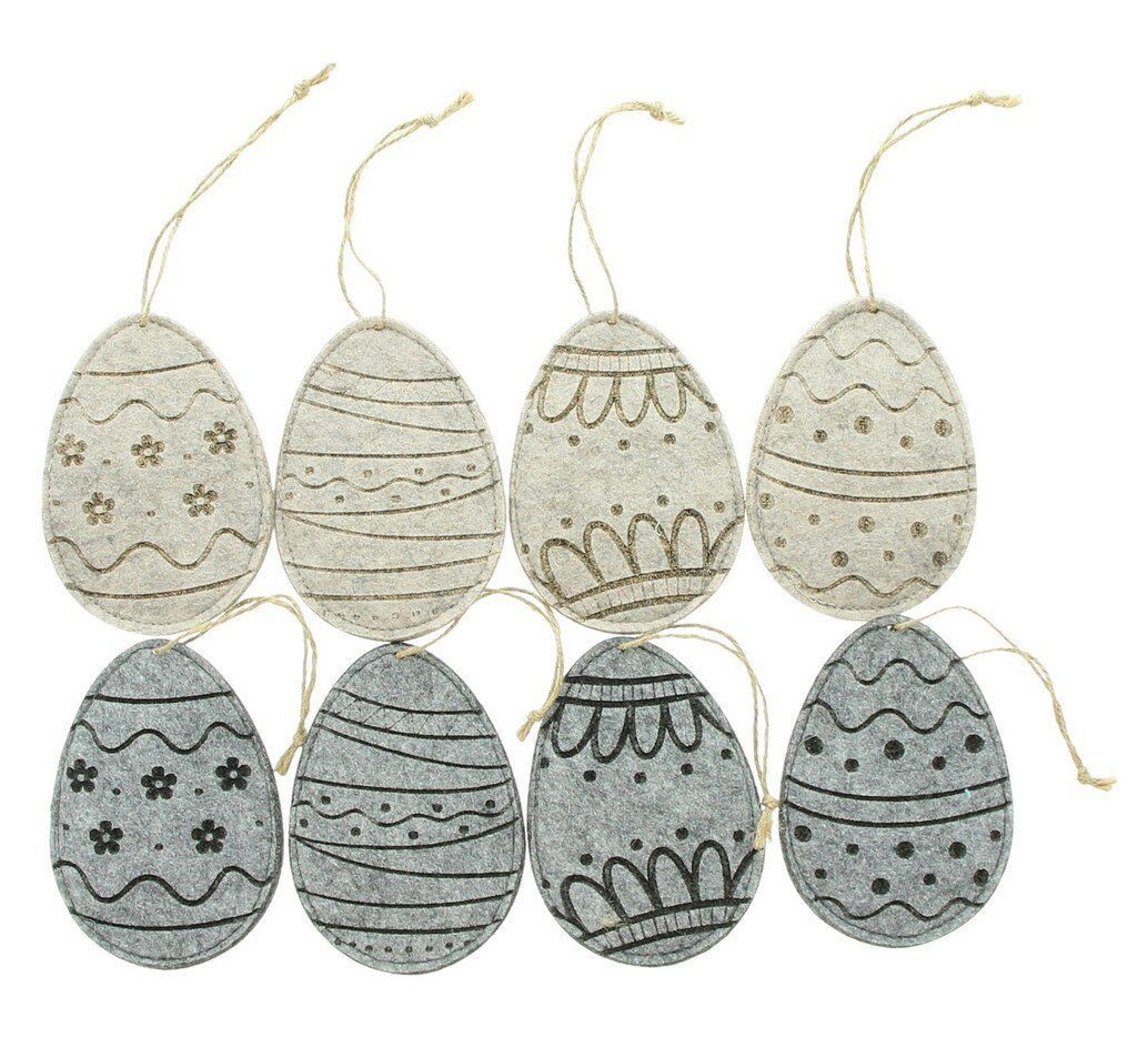 Home-trends24.de Osterei Ostereier Hänger Ostern Osterei Вешалки для украшений Filz Grau Beige 8er Set (8 St)