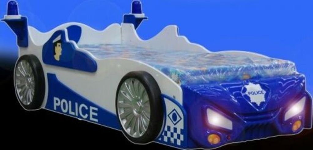 JVmoebel Kinderbett, Polizei Auto Bett Betten Kinderbett Polizeiauto Beleuchtet & Matratze