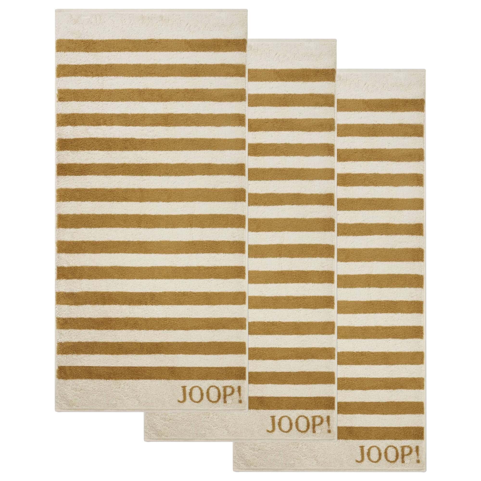 Joop! Handtuch HHandtuch, 3er Pack - Classic Stripes, 50x100 cm, Frottier (3-St) Ocker