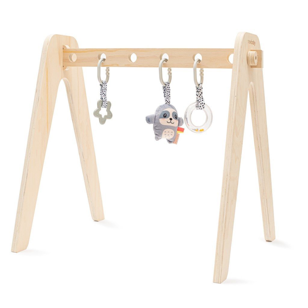 NEW BABY Spielbogen Spieltrapez Motorikbogen Greifspielzeug, (Spar-Set, 1-tlg., 60 x 58 x 2 cm natur), Naturholz, 3 Spielzeuganhänger, fördert Motorik