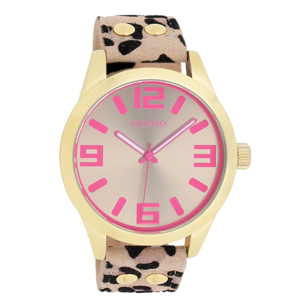 OOZOO Quarzuhr Damenuhr IP-Gold Taupe Pink günstig online kaufen