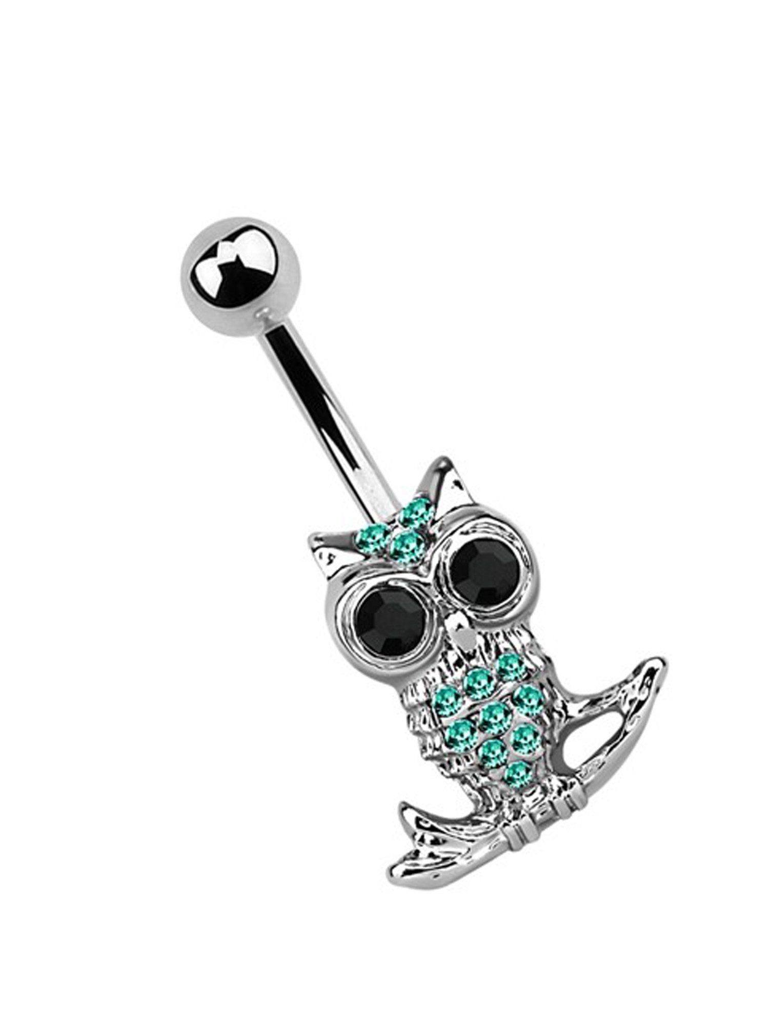 Adelia´s Bauchnabelpiercing Piercing Piercing Bauchnabelpiercing, Banane 316l Stahl, Eule auf einem Zweig