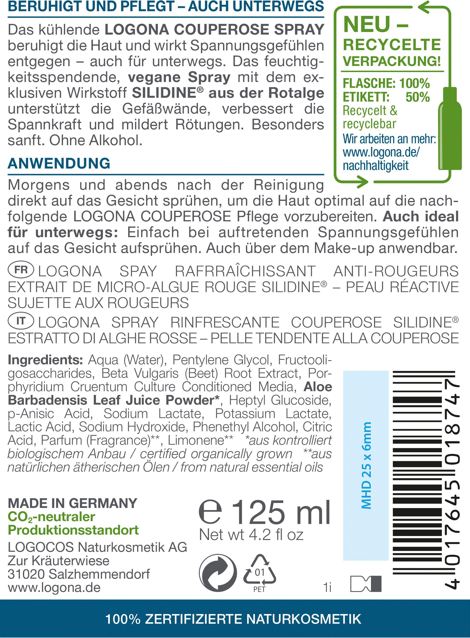 die Kühlendes LOGONA Gesichtsspray Stärkt Logona ihre Spray, und erhöht Gefäßwände [med] Couperose Spannkraft