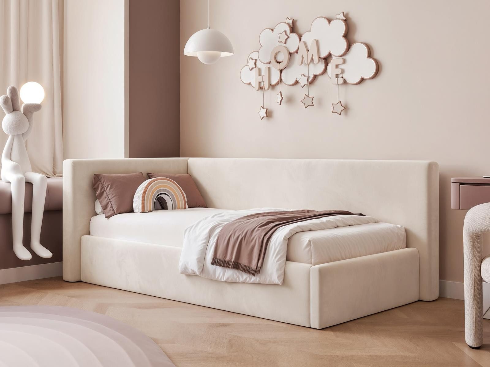 Compleo Kinderbett Boxspringbett, klassisches Design, 80/90/100/120x200 (Jugendbett mit Bettkasten), MADE IN EU, Ohne Matratze