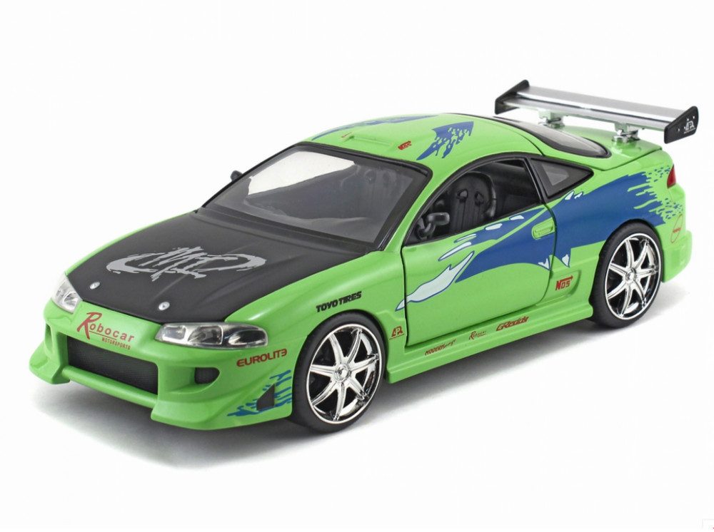 JADA Modellauto Mitsubishi Eclipse 1995 grün schwarz Brian Fast & Furious, Maßstab 1:24