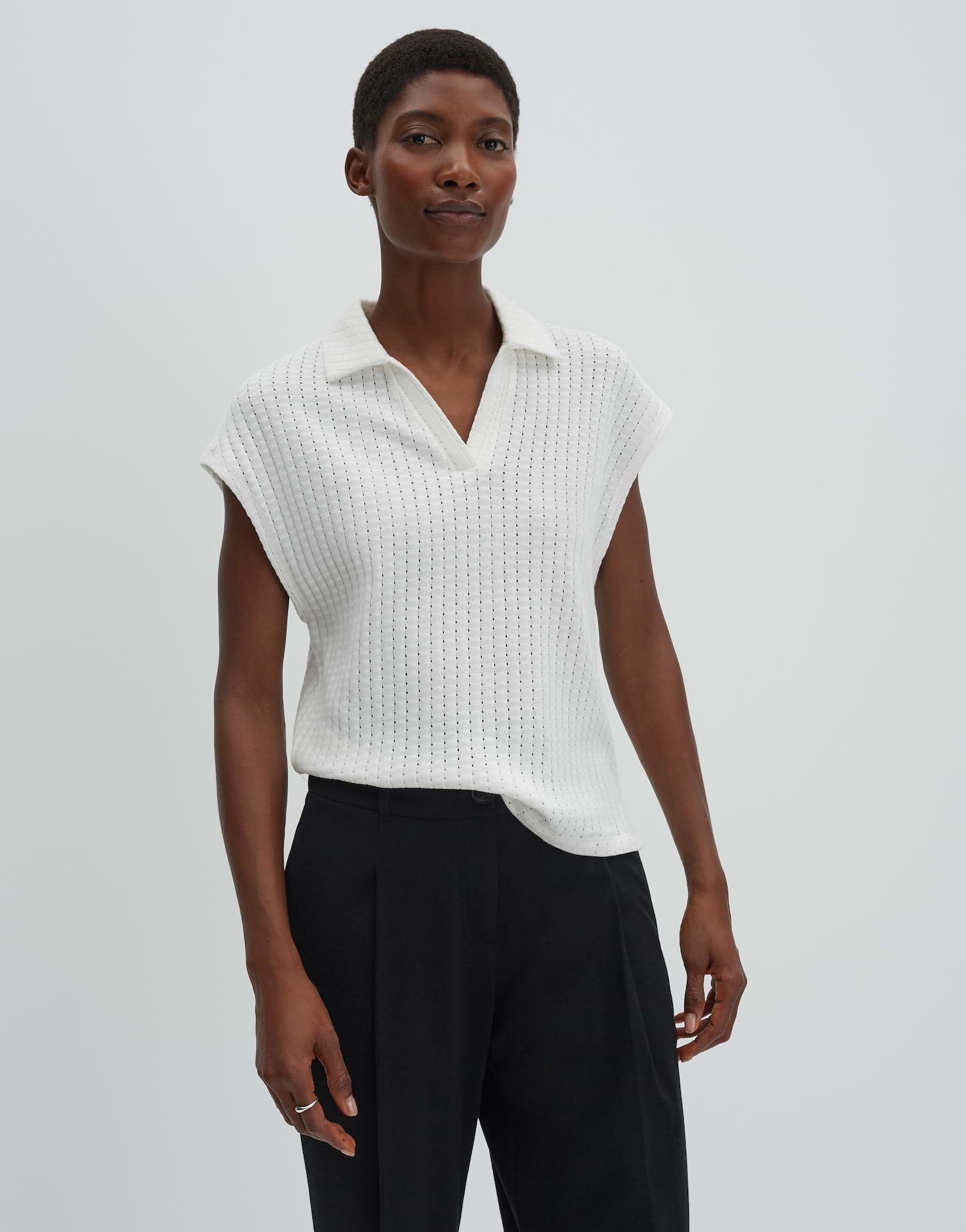 Poloshirt Kimena mit Ajourstruktur