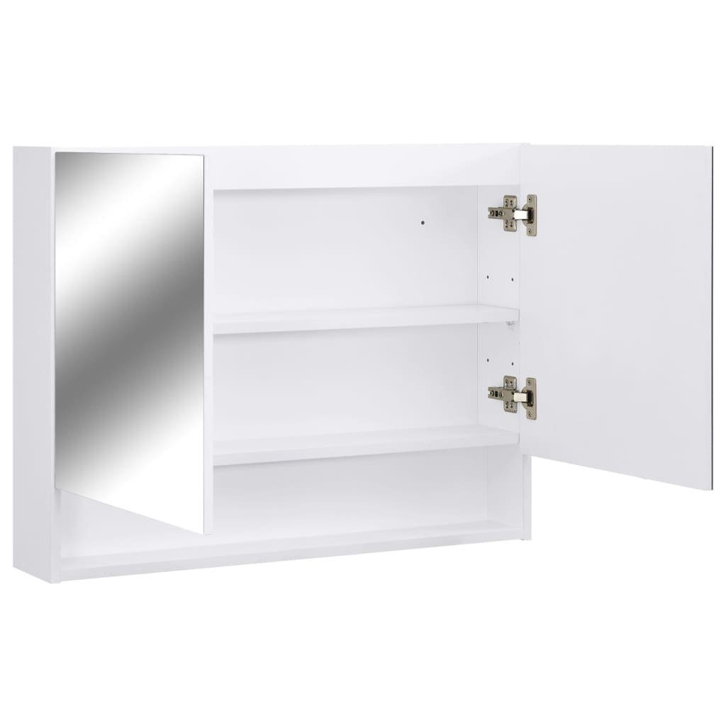 vidaXL Badezimmerspiegelschrank cm MDF LED-Bad-Spiegelschrank Weiß (1-St) 80x15x60